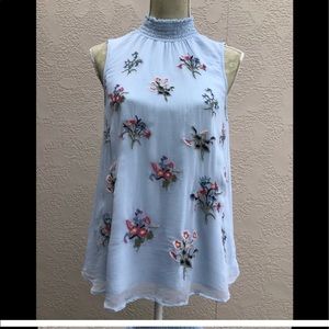 SUNDANCE light blue tank top with flowers